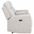 Pemberly Row Upholstered Chenille Power Reclining Loveseat in Ivory White