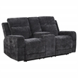 Pemberly Row Upholstered Chenille Power Reclining Loveseat in Dark Gray
