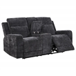 Pemberly Row Upholstered Chenille Power Reclining Loveseat in Dark Gray
