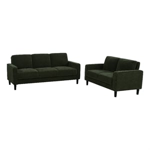 Pemberly Row 2-Piece Fabric Track Arm Sofa Set in Matcha Green