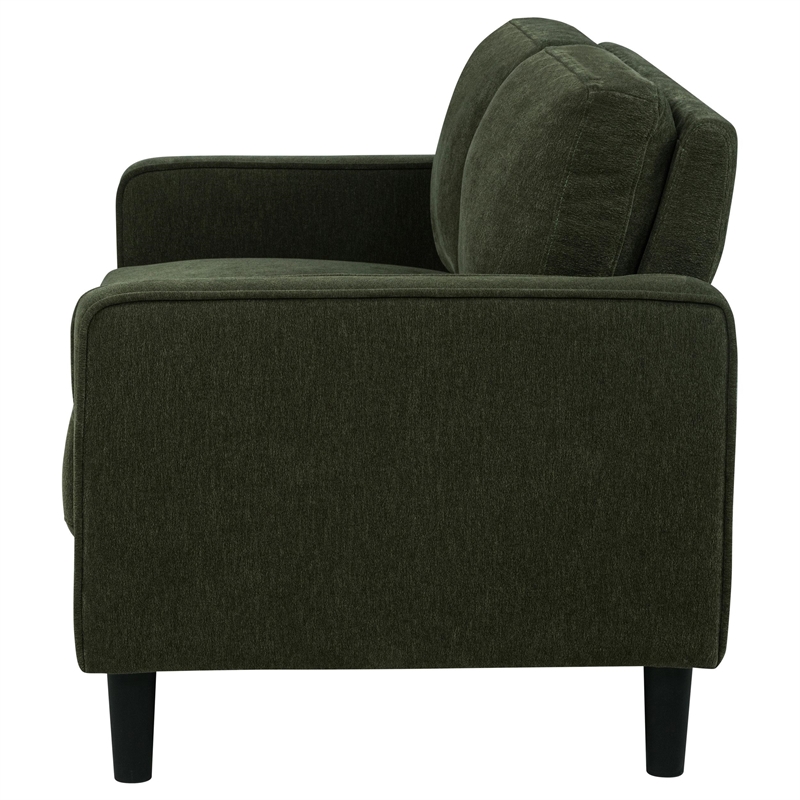 Pemberly Row Upholstered Fabric Track Arm Loveseat in Matcha Green