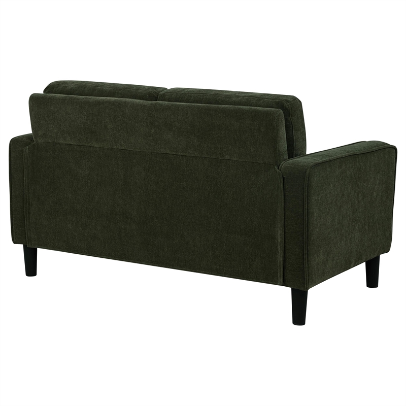 Pemberly Row Upholstered Fabric Track Arm Loveseat in Matcha Green