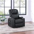 Pemberly Row Upholstered Faux Leather Power Lift Massage Recliner in Black