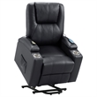 Pemberly Row Upholstered Faux Leather Power Lift Massage Recliner in Black