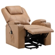 Pemberly Row Upholstered Faux Leather Power Lift Massage Recliner in Camel