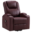Pemberly Row Upholstered Faux Leather Power Lift Massage Recliner in Wine