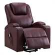 Pemberly Row Upholstered Faux Leather Power Lift Massage Recliner in Wine