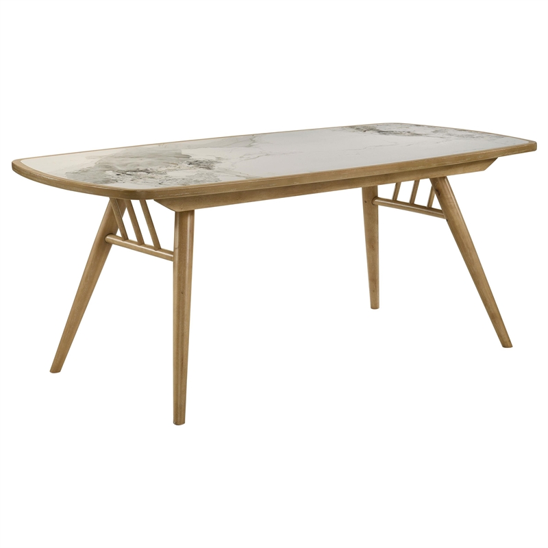 Pemberly Row 7-Piece Wood & Fabric Dining Set in Weathered Natural/Gray