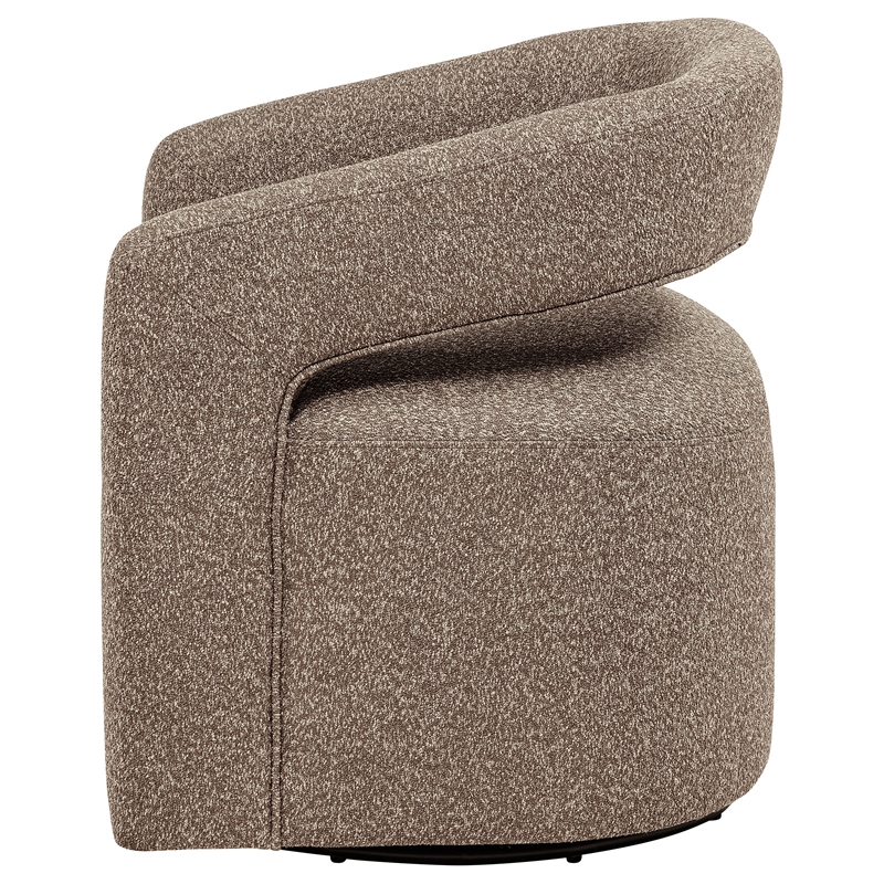 Pemberly Row Contemporary Fabric Swivel Accent Chair in Rocky Road Brown