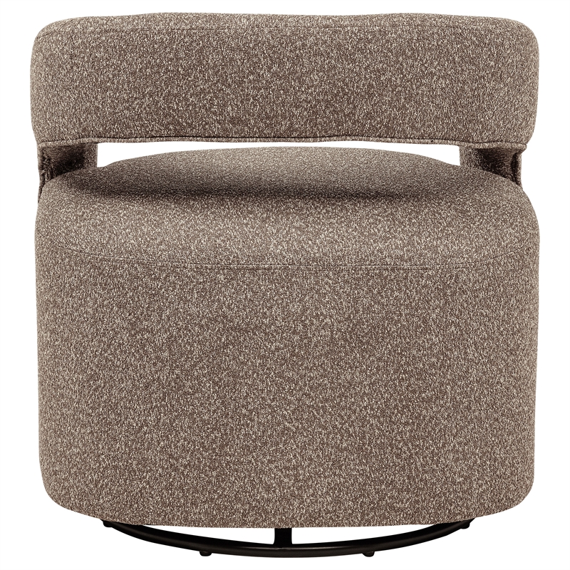 Pemberly Row Contemporary Fabric Swivel Accent Chair in Rocky Road Brown