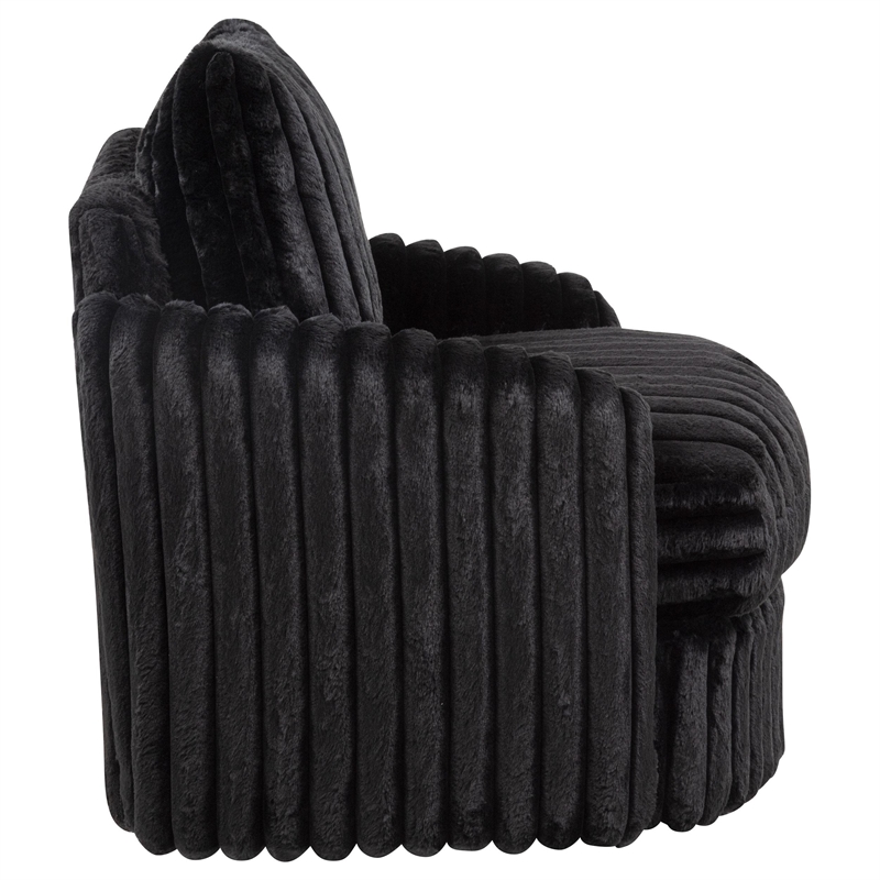 Pemberly Row Transitional Corduroy Fabric Swivel Accent Arm Chair in Black