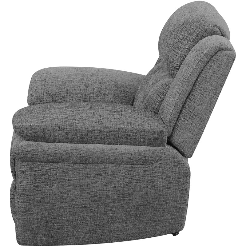 Pemberly Row Chenille Upholstered Power Glider Recliner in Charcoal