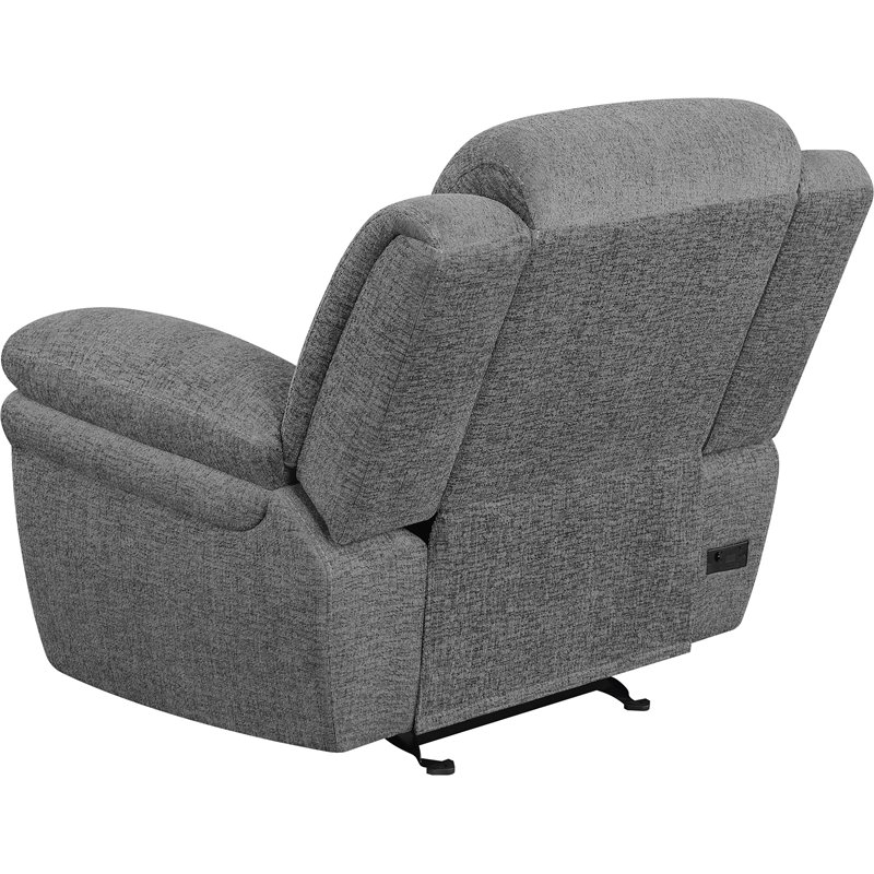 Pemberly Row Chenille Upholstered Power Glider Recliner in Charcoal