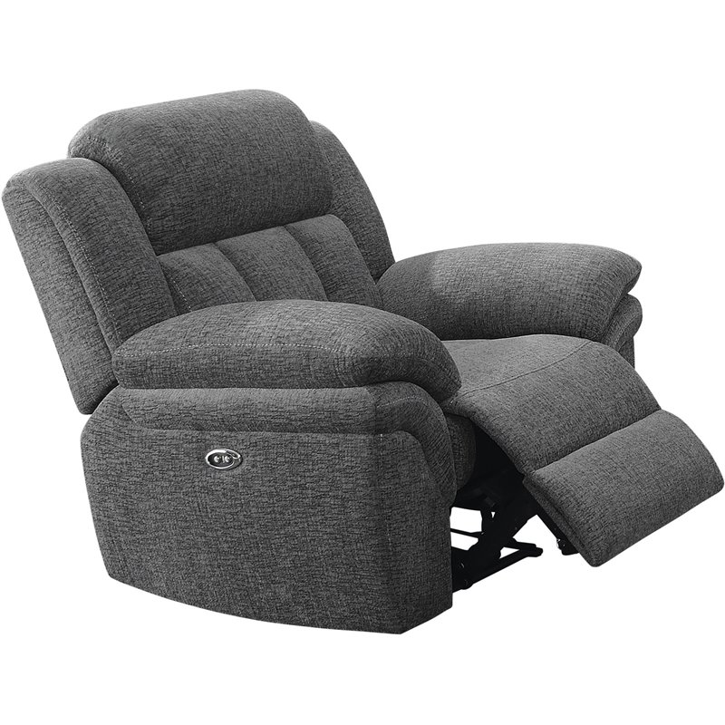 Pemberly Row Chenille Upholstered Power Glider Recliner in Charcoal