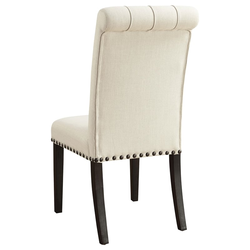 Pemberly Row Set of 2 Fabric Upholstered Dining Side Chairs in Beige