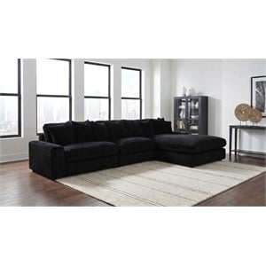 Pemberly Row 3-piece Upholstered Reversible Chaise Sectional in Black