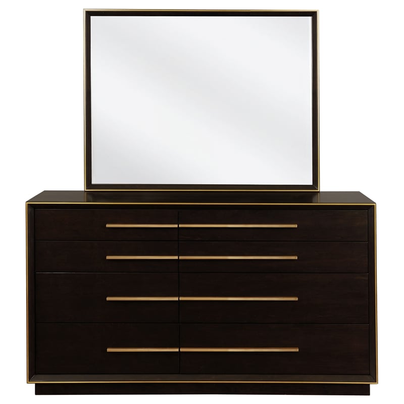 Pemberly Row 8-Drawer Dresser with Mirror in Smoked Peppercorn