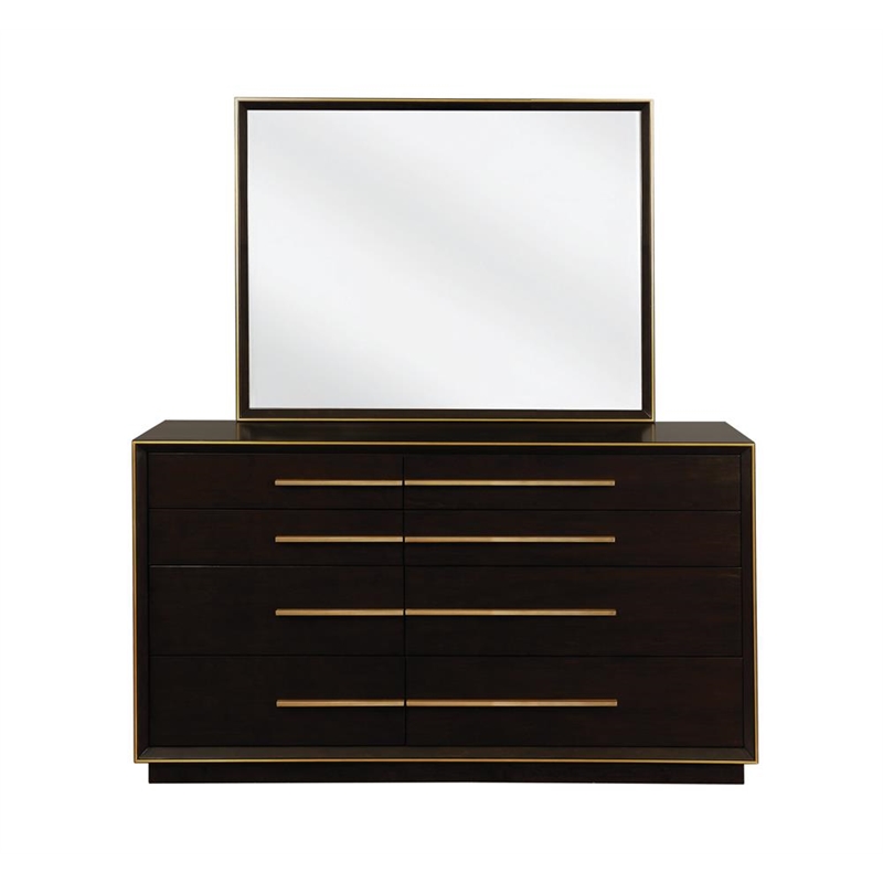Pemberly Row 8-Drawer Dresser with Metallic Pulls in Smoked Peppercorn