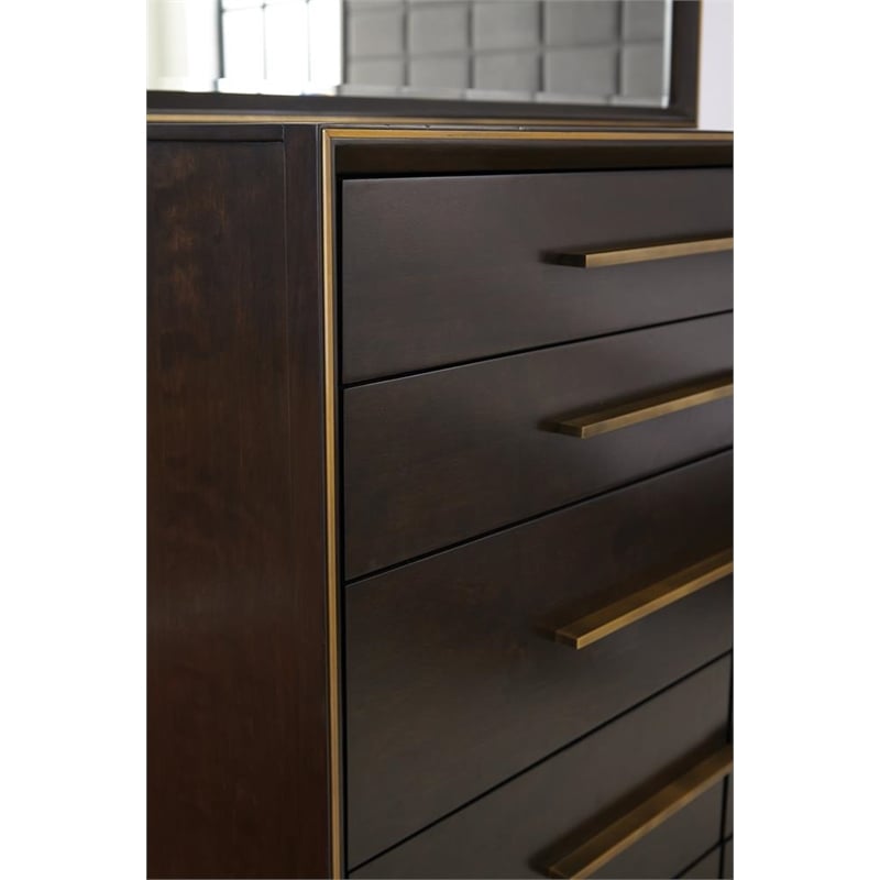 Pemberly Row 8-Drawer Dresser with Metallic Pulls in Smoked Peppercorn