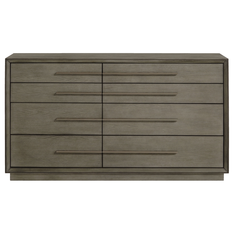 Pemberly Row 8-Drawer Bedroom Dresser with Bar Pulls in Taupe Oak