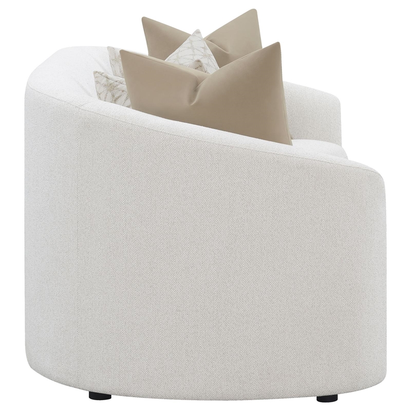 Pemberly Row Curved Boucle Upholstered Sloped Arm Sofa in Latte