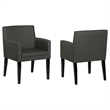 Pemberly Row Upholstered Dining Arm Chair Set of 2 in Charcoal Grey