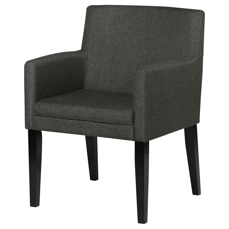 Pemberly Row Upholstered Dining Arm Chair Set of 2 in Charcoal Grey