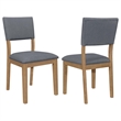 Pemberly Row Fabric Upholstered Dining Side Chair Set of 2 in Brown