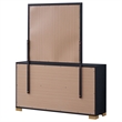 Pemberly Row 6-Drawer Dresser with Mirror and Gold Accents in Black