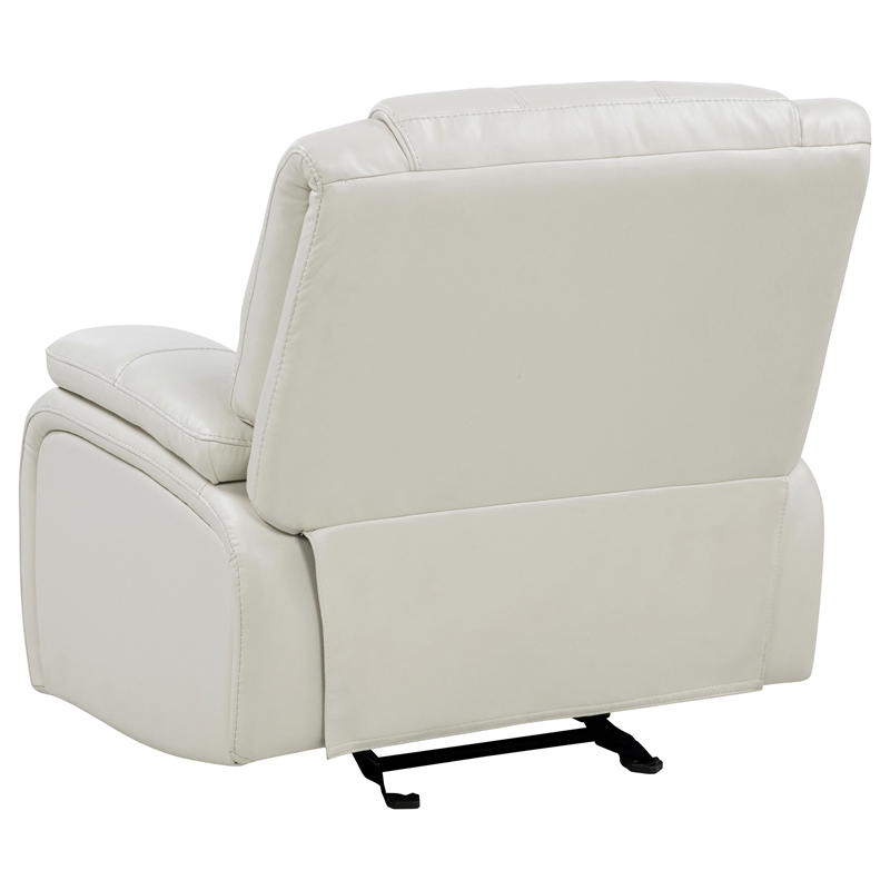 Pemberly Row Upholstered Faux Leather Glider Recliner Chair in White
