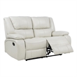 Pemberly Row Faux Leather Upholstered Motion Reclining Loveseat in White