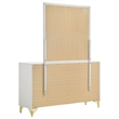 Pemberly Row Modern 6-Drawer Dresser with Mirror and Gold Trim in White