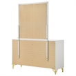 Pemberly Row Modern 6-Drawer Dresser with Mirror and Gold Trim in White