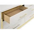 Pemberly Row Modern 6-Drawer Dresser with Mirror and Gold Trim in White