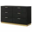 Pemberly Row Mid-Century Modern Wood 6-Drawer Dresser in Black