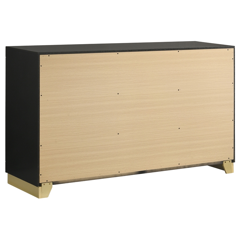Pemberly Row Mid-Century Modern Wood 6-Drawer Dresser in Black