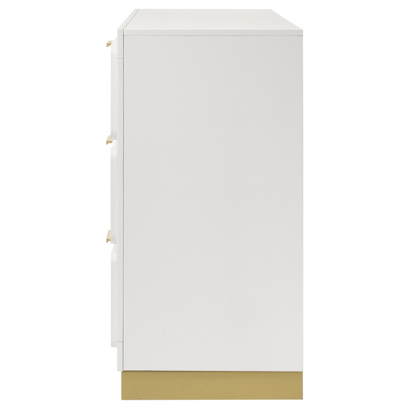 Pemberly Row Mid-Century Modern Wood 6-Drawer Dresser in White