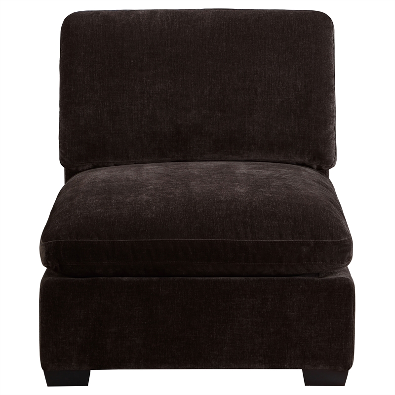 Pemberly Row Upholstered Sectional Armless Chair in Dark Chocolate