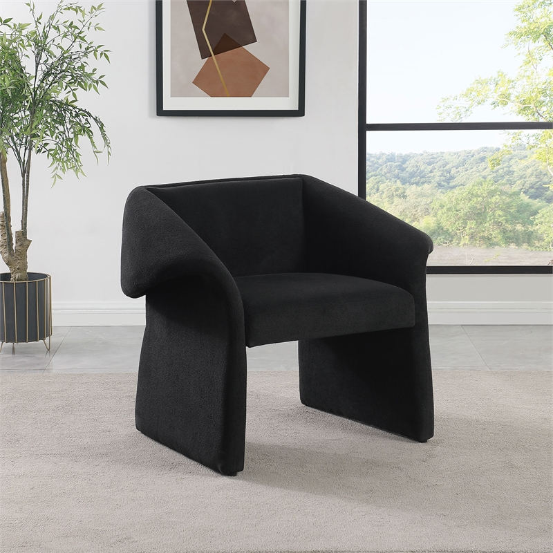 Pemberly Row Fabric Upholstered Sloped Arm Accent Chair in Black
