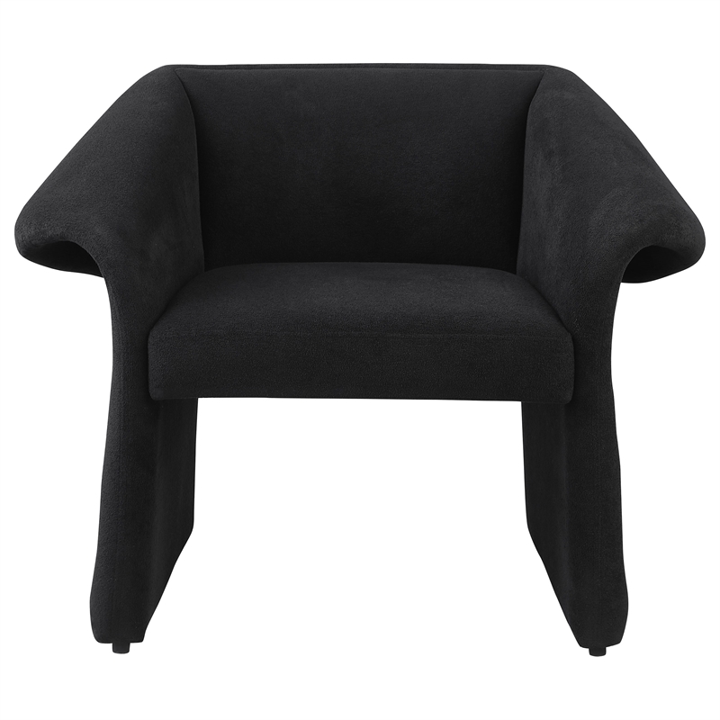 Pemberly Row Fabric Upholstered Sloped Arm Accent Chair in Black
