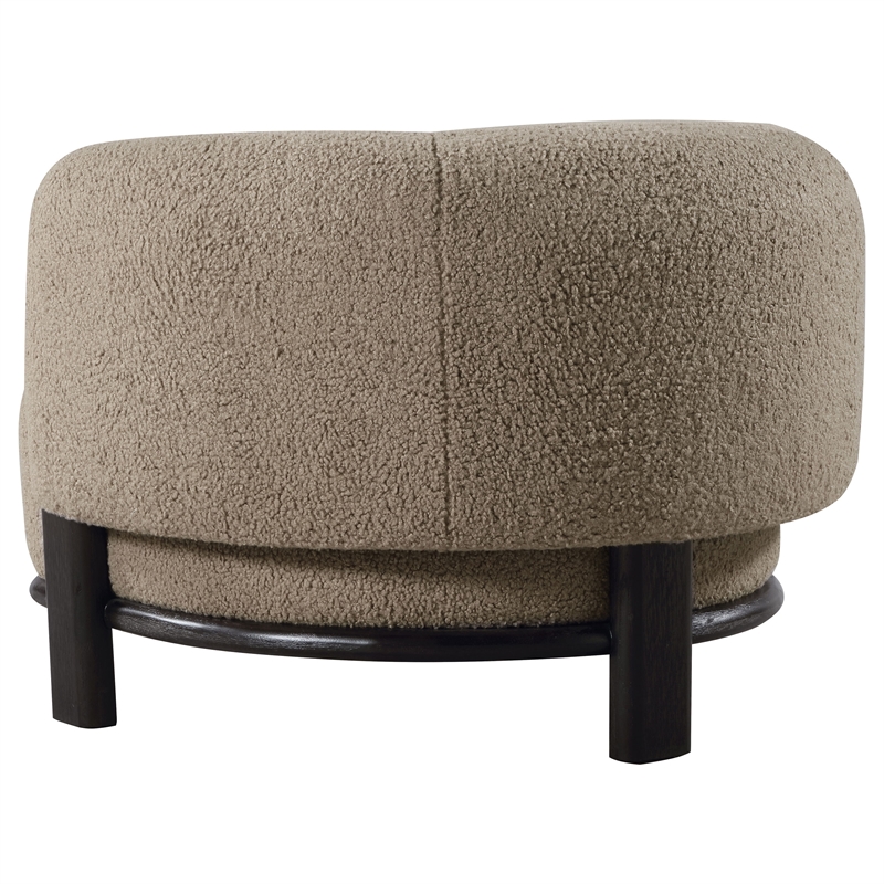 Pemberly Row Upholstered Barrel Back Accent Chair in Mushroom