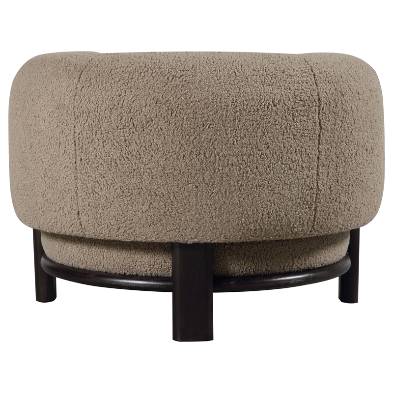Pemberly Row Upholstered Barrel Back Accent Chair in Mushroom