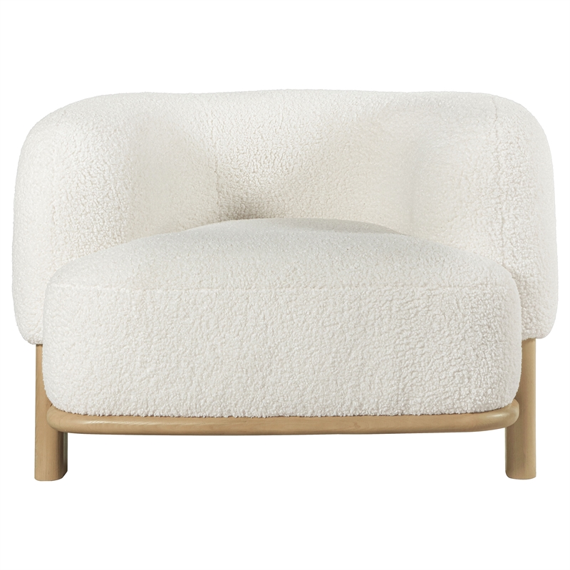 Pemberly Row Fabric Upholstered Barrel Back Accent Chair in Ivory