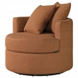 Pemberly Row Upholstered Round Swivel Accent Chair in Burnt Orange