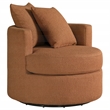 Pemberly Row Upholstered Round Swivel Accent Chair in Burnt Orange
