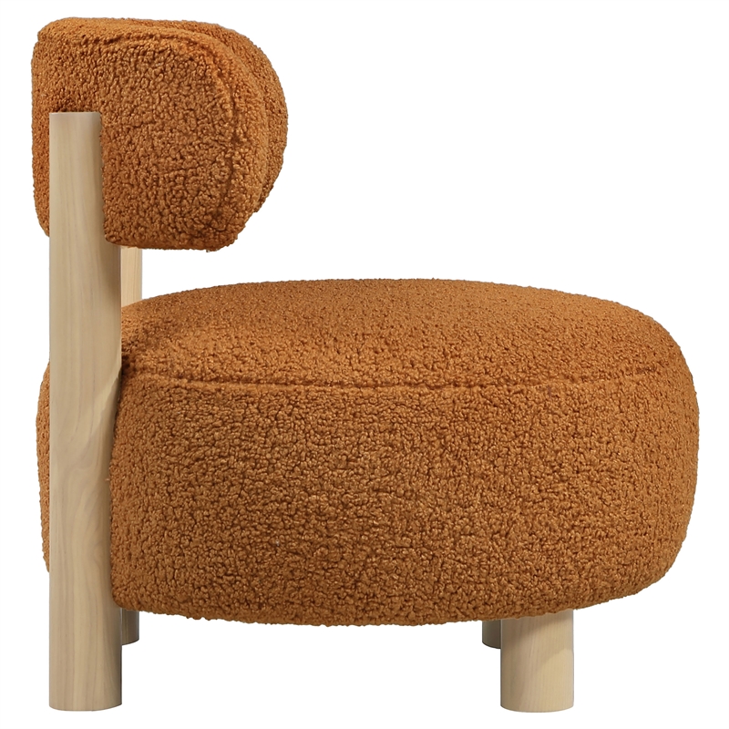 Pemberly Row Boucle Upholstered Barrel Back Accent Chair in Orange