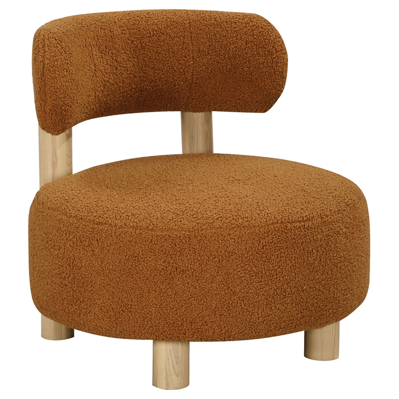 Pemberly Row Boucle Upholstered Barrel Back Accent Chair in Orange