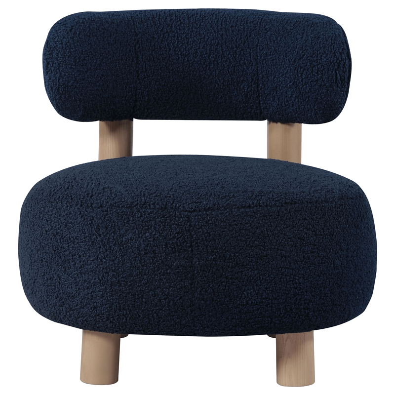 Pemberly Row Boucle Upholstered Barrel Back Accent Chair in Blue