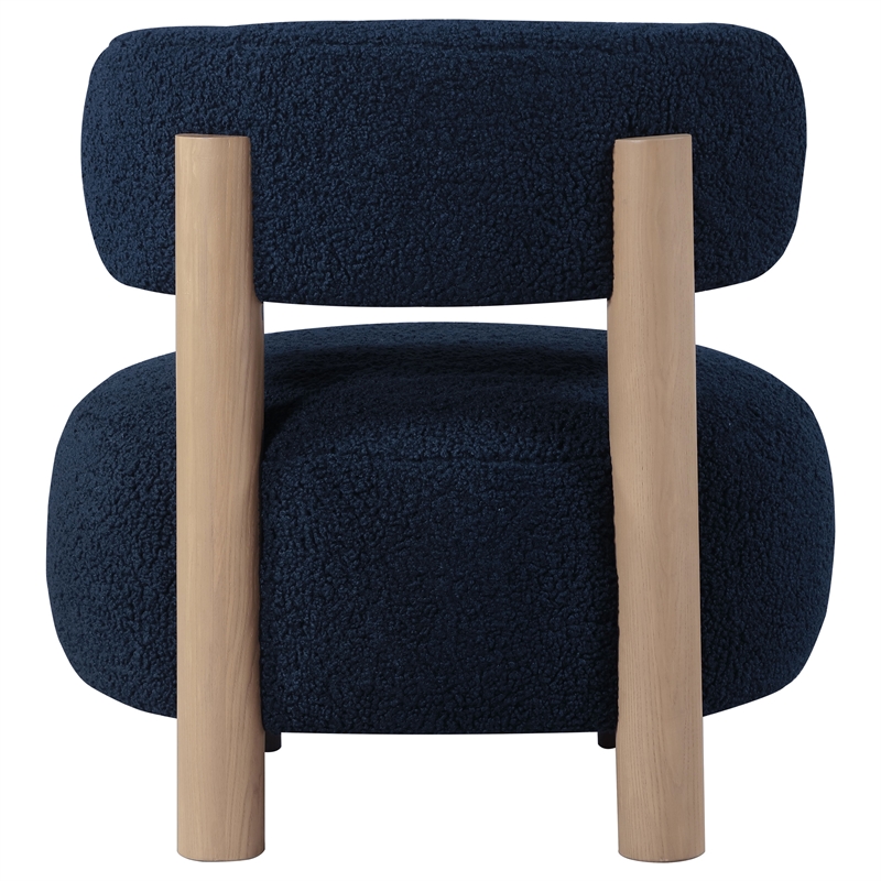 Pemberly Row Boucle Upholstered Barrel Back Accent Chair in Blue