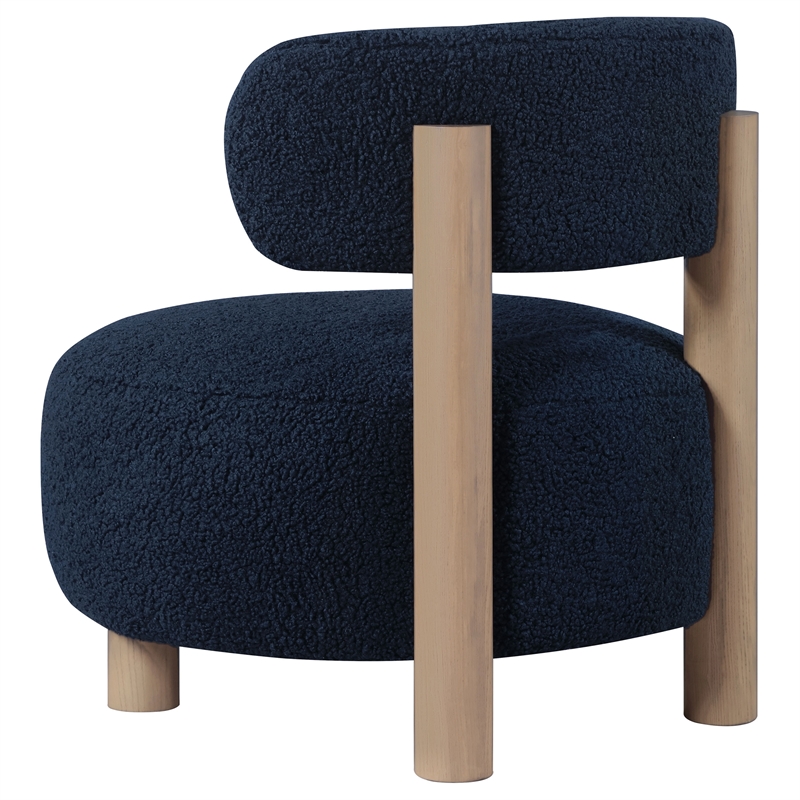 Pemberly Row Boucle Upholstered Barrel Back Accent Chair in Blue
